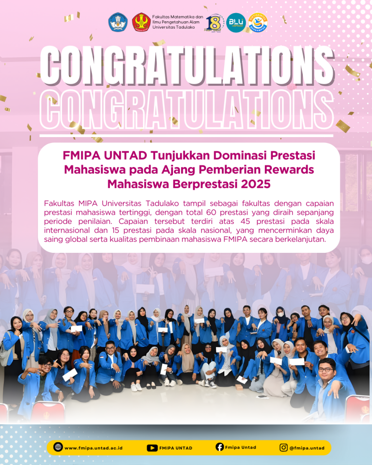 FMIPA UNTAD Tunjukkan Dominasi Prestasi Mahasiswa pada Ajang Pemberian Rewards Mahasiswa Berprestasi 2025