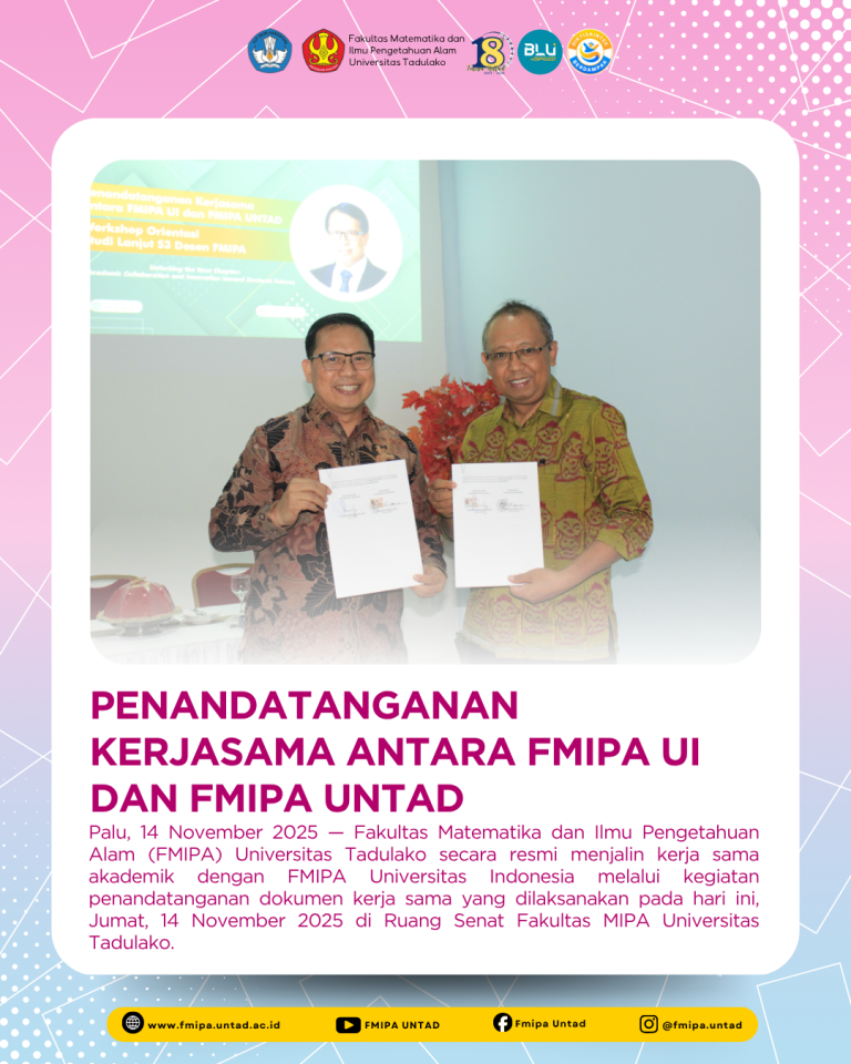 Penandatanganan Kerjasama antara FMIPA UI dan FMIPA UNTAD
