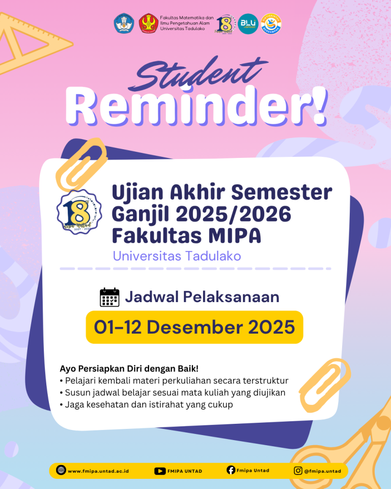Jadwal Pelaksanaan Ujian Akhir Semester Ganjil 2025/2026 Fakultas MIPA