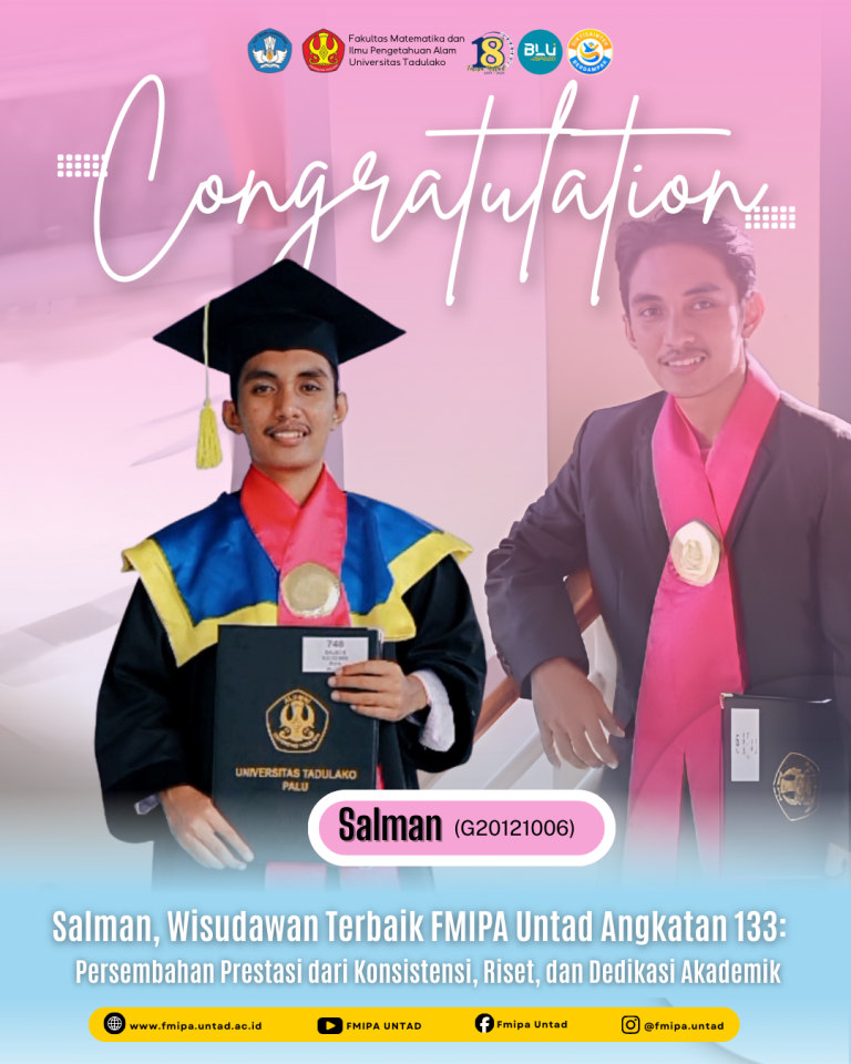 Salman, Wisudawan Terbaik FMIPA Untad Angkatan 133: Persembahan Prestasi dari Konsistensi, Riset, dan Dedikasi Akademik